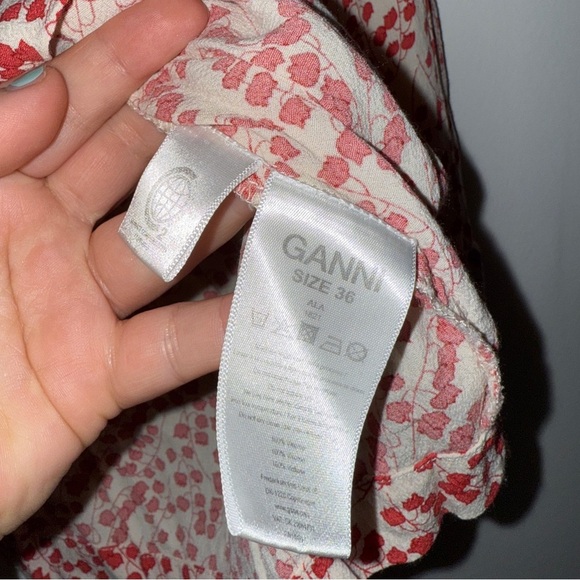 GANNI Egret Tulip Crepe Blouse Size 36 - Picture 6 of 12